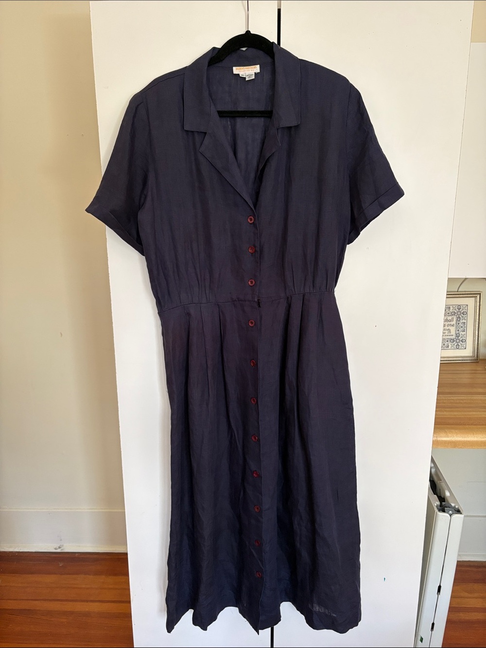 Brooks Brothers Navy Midi Button-Front shirt Dress